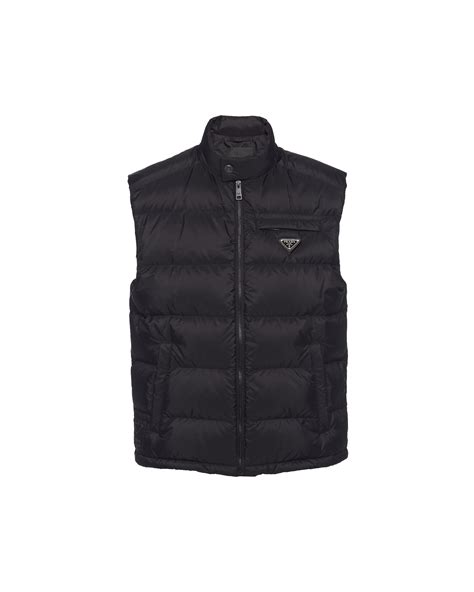 prada black puffer coat|Prada sleeveless puffer jacket.